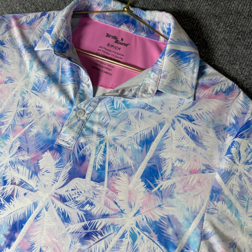 Birdie &‎ Bound Mens S PCH Palm Tree Polo Shirt Short Sleeve Golf Casual